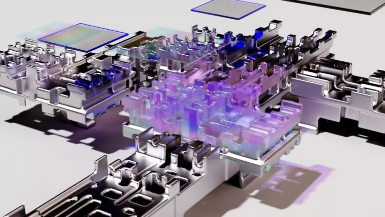 an artist s illustration of artificial intelligence ai this image visualises the duality between human and machine intelligence and how both learn it was created by rose pilkington as