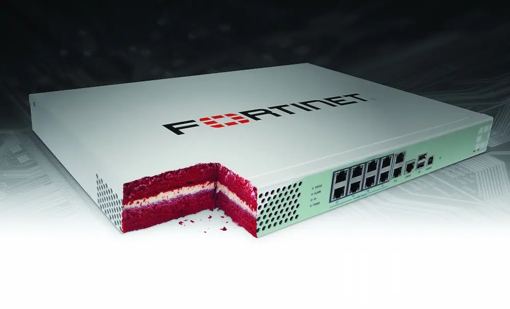 A cake made to resemble Fortigate device